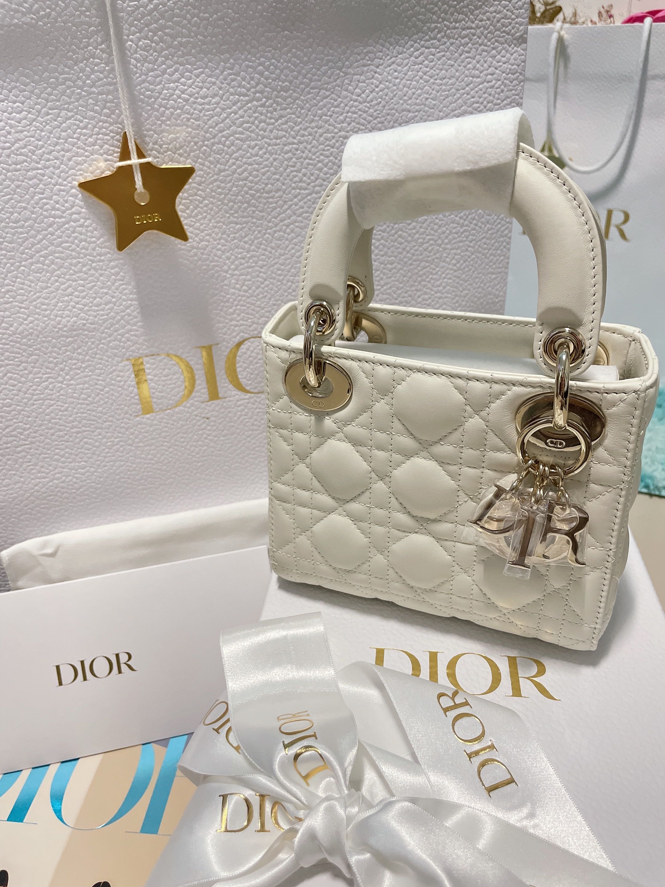 Christian Dior Lady Dior White Calfskin Leather MM Bag 2003 at 1stDibs  dior  white bag white dior bag lady dior mirror bag