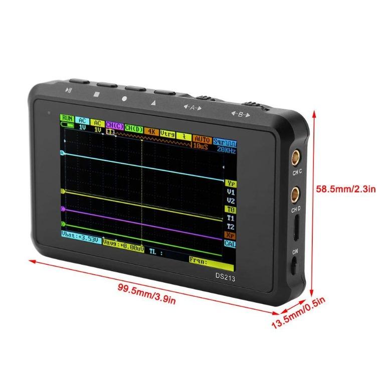 "Mini Oscilloscope DS213 Portable Handheld Mini 4 Channels 100MSa/s Digital Pocket Portable