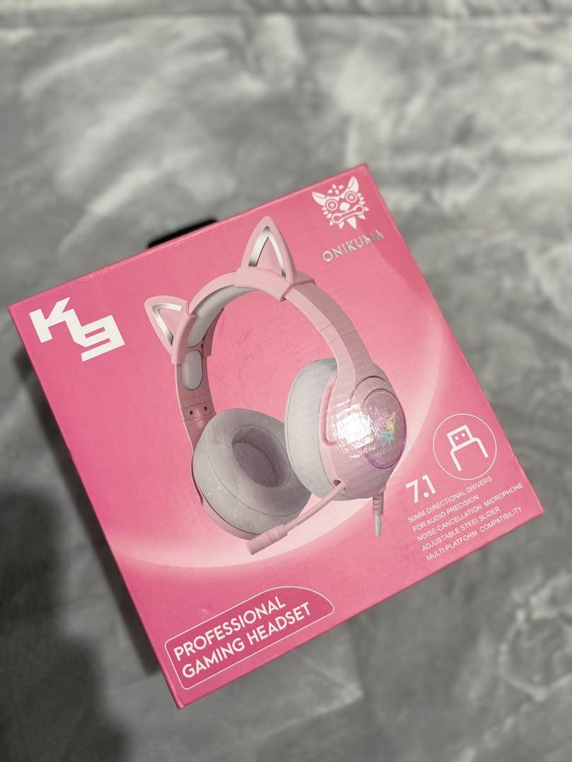 Onikuma K9 PINK Cat ear Headphones with 