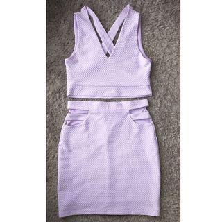 Purple set crop top skirt