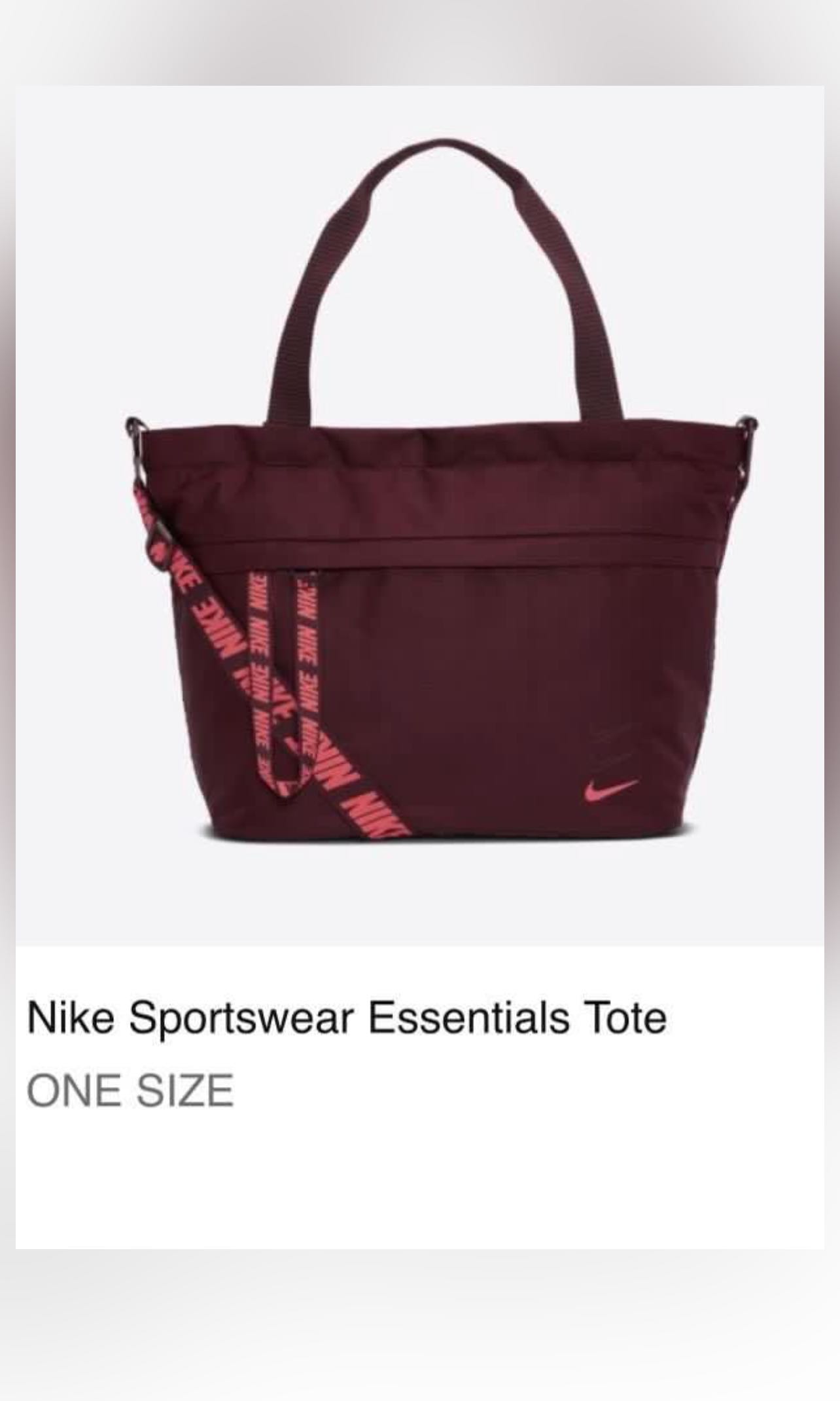 Rare NIKE Maroon Bag, Women's Fashion 