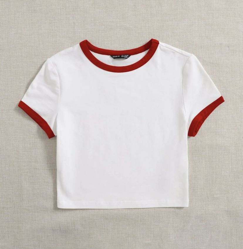 red and white ringer tee