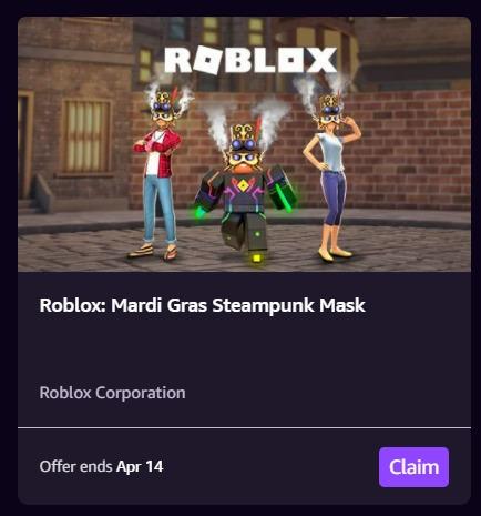 Prime Gaming Roblox Code (Mardi Steampunk Gras Mask) NEED