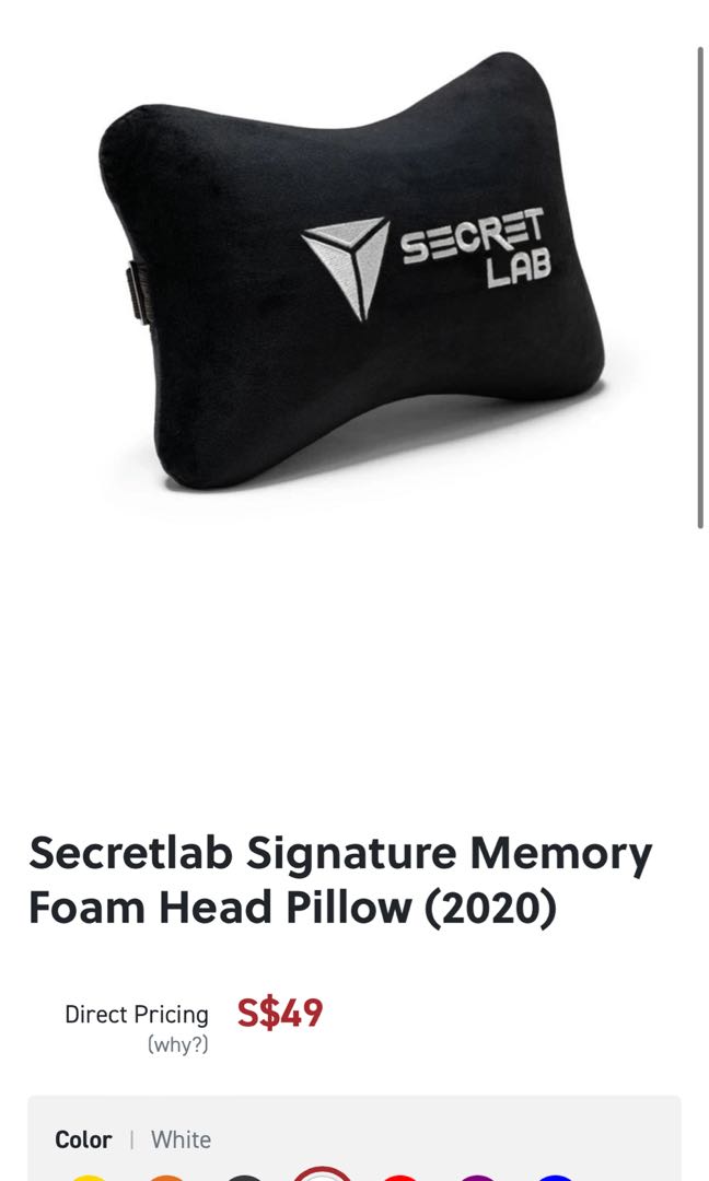 Secretlab Memory Foam head pillow, Furniture & Home Living