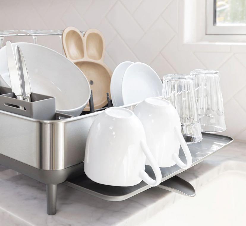 Simplehuman steel dish drainer and glass holder 2025