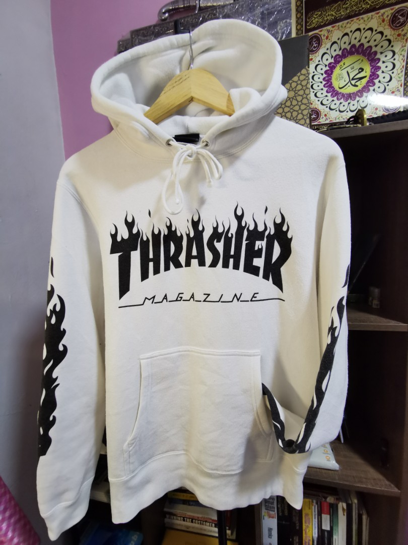 Thrasher flame sleeve hoodie Men s Fashion Coats Jackets and