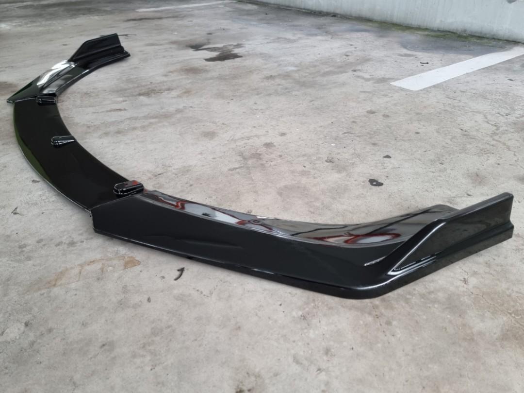 Three piece gloss black universal front lip