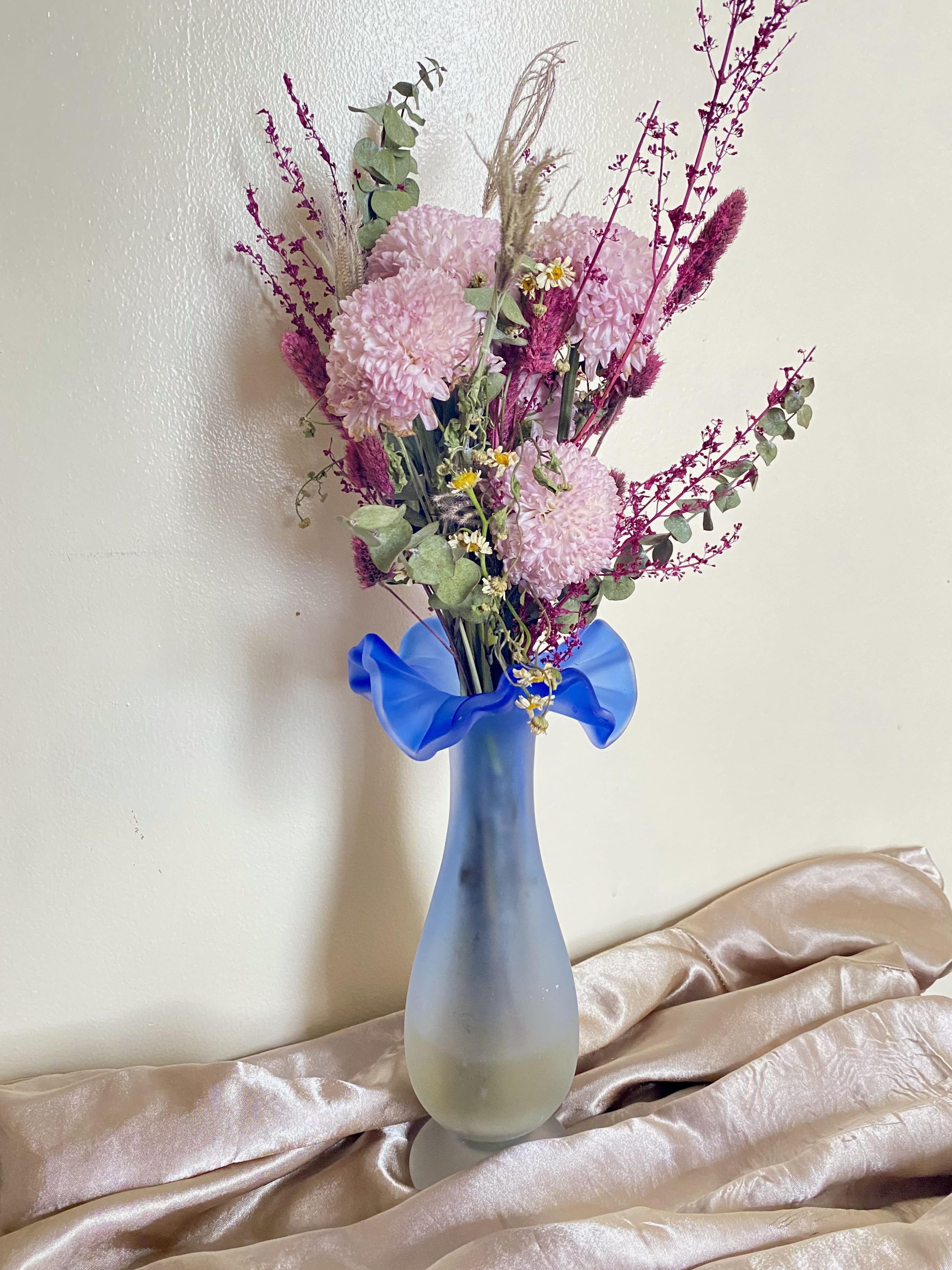 Vintage Japanese Frosted Glass Vase, Furniture & Home Living, Home