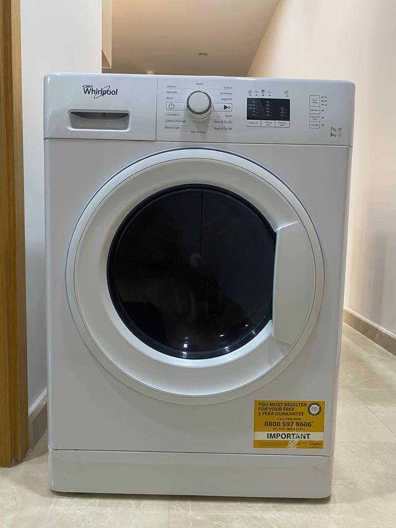 Whirlpool Washer Dryer WWDE7512 (7kg washer, 5kg dryer), TV & Home