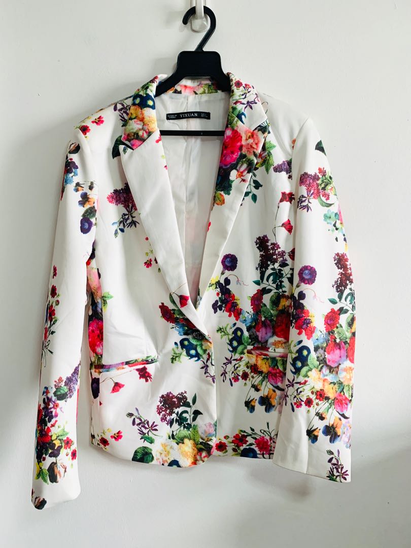 White hotsell floral jacket