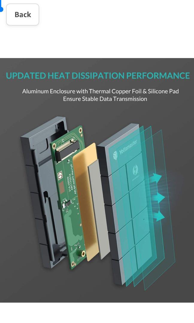 Yottamaster 40Gbps M.2 SSD Enclosure for 2280 NVMe SSD(M-Key)-NVMe