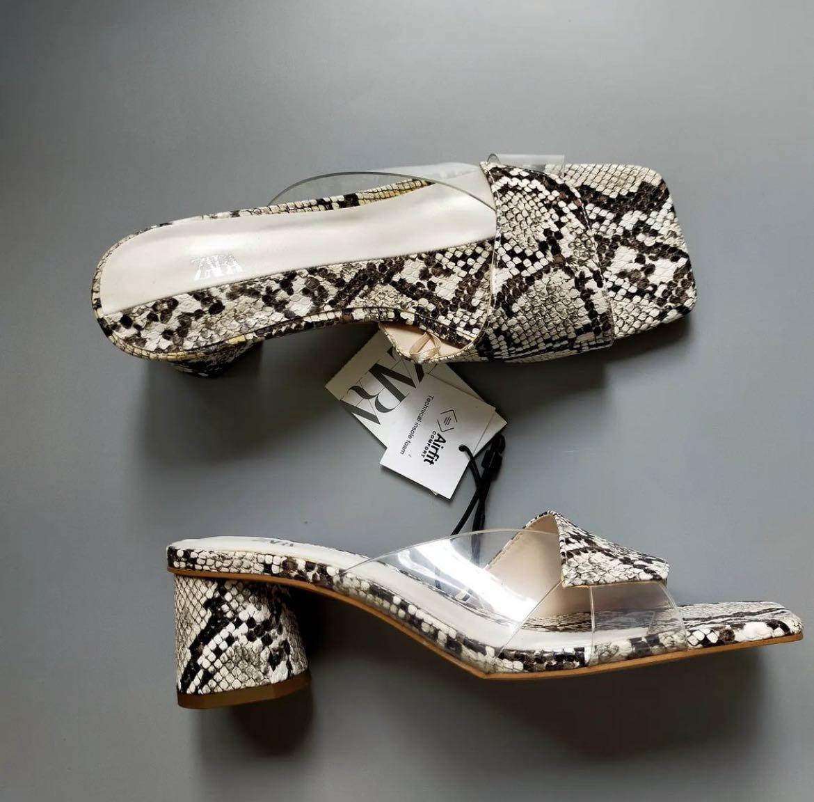 Zara snakeskin cheap slides