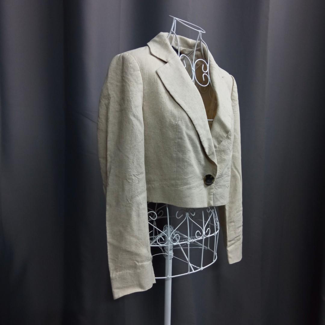 Zara Linen Blend Cropped Blazer, Women's Fashion, Coats, Jackets