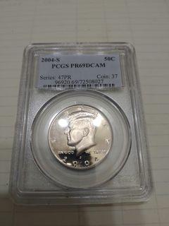 甘迺迪2004-S John F Kennedy 1/2 Dollar, PCGS Graded PR 69 DCAM, 50C.