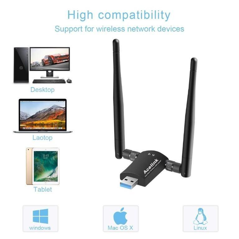 Acelink USB WiFi Adapter 1200Mbps USB 3.0 WiFi Adaptor 11 AC Dual Band ...