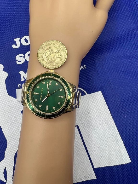 Anne Klein Watch Gold Plated Green Dial 37mm Women s Fashion