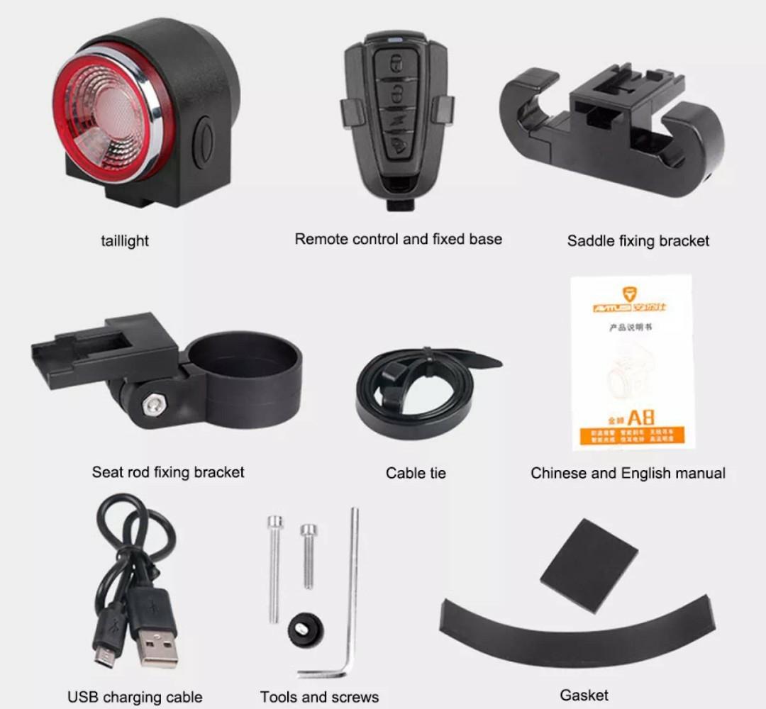 Antusi A8 Bicycle Burglar Alarm cum Smart Tail light with brake sensing
