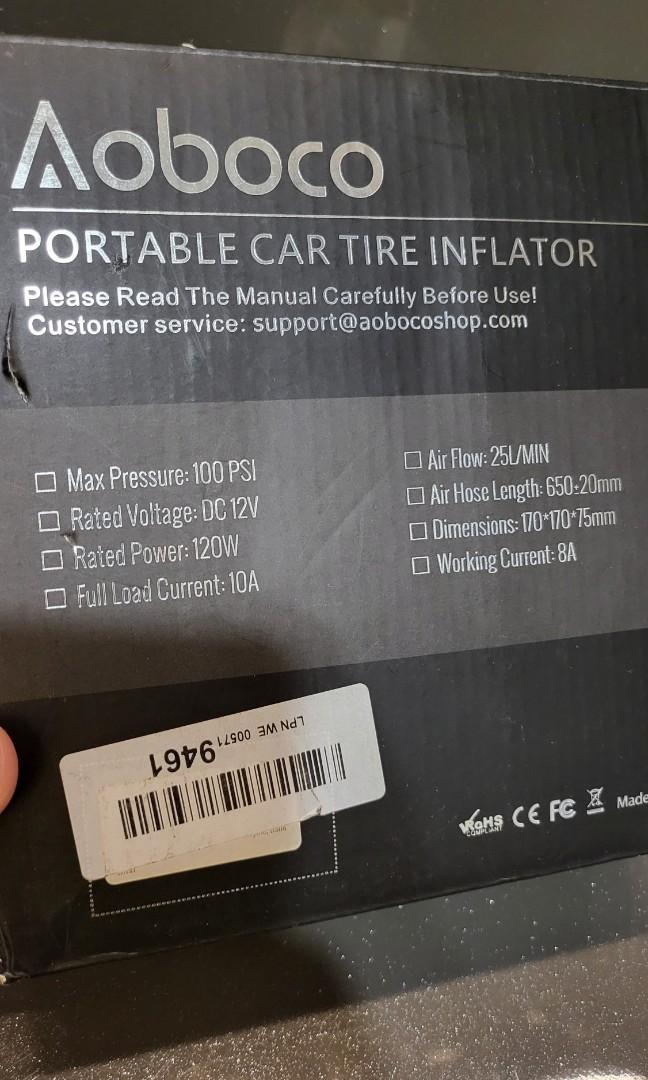 AOBOCO 12V tire inflator Car Accessories Tyres Rims on Carousell