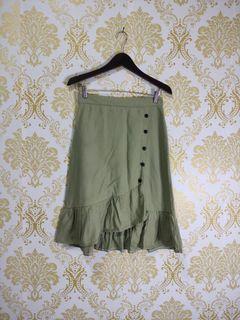 Army button flare skirt