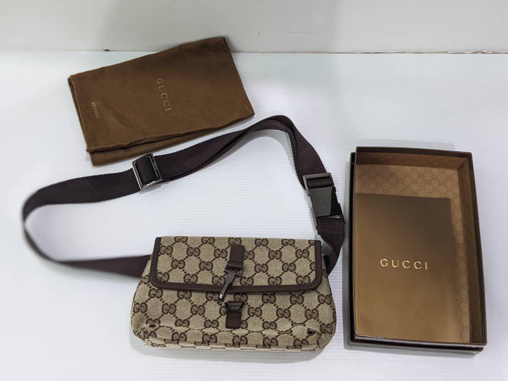 Gucci Monogram GG Flap Belt Bag Fanny Pack Waist Pouch Leather ref