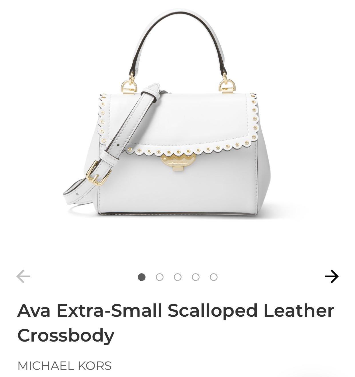 Michael Kors Ava Extra-Small Scalloped Leather Crossbody- Black