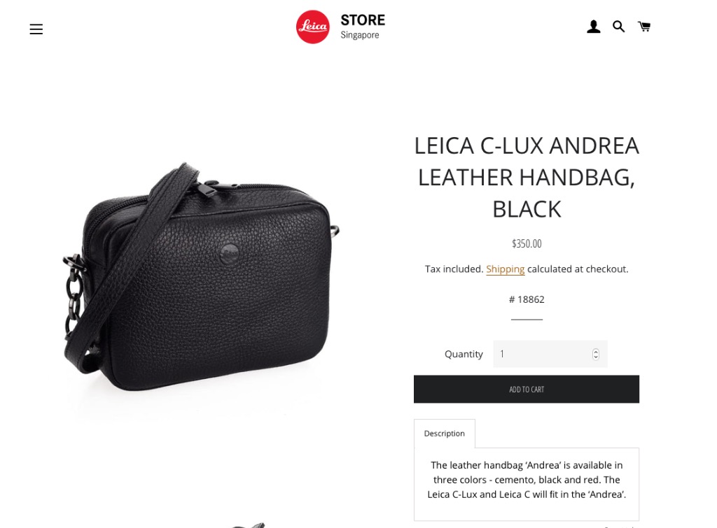 LEICA HANDBAG "ANDREA" FOR C-LUX IN BLACK LEATHER