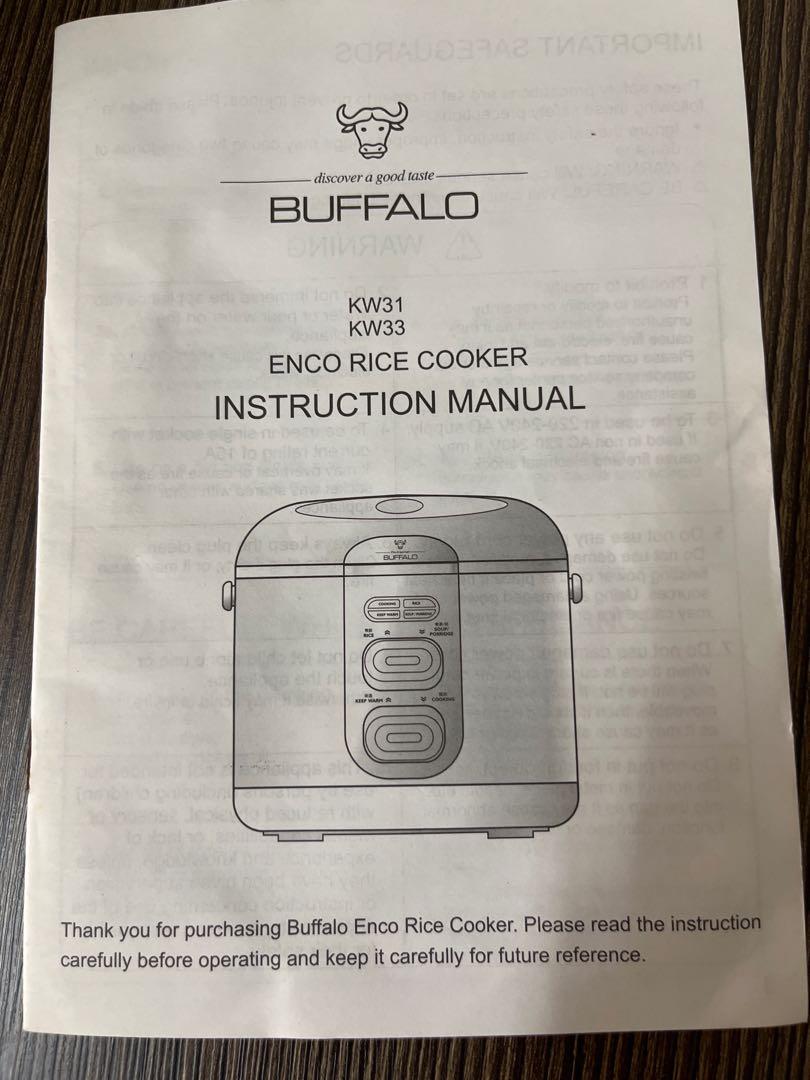 Buffalo rice cooker, TV & Home Appliances, Kitchen Appliances, Cookers