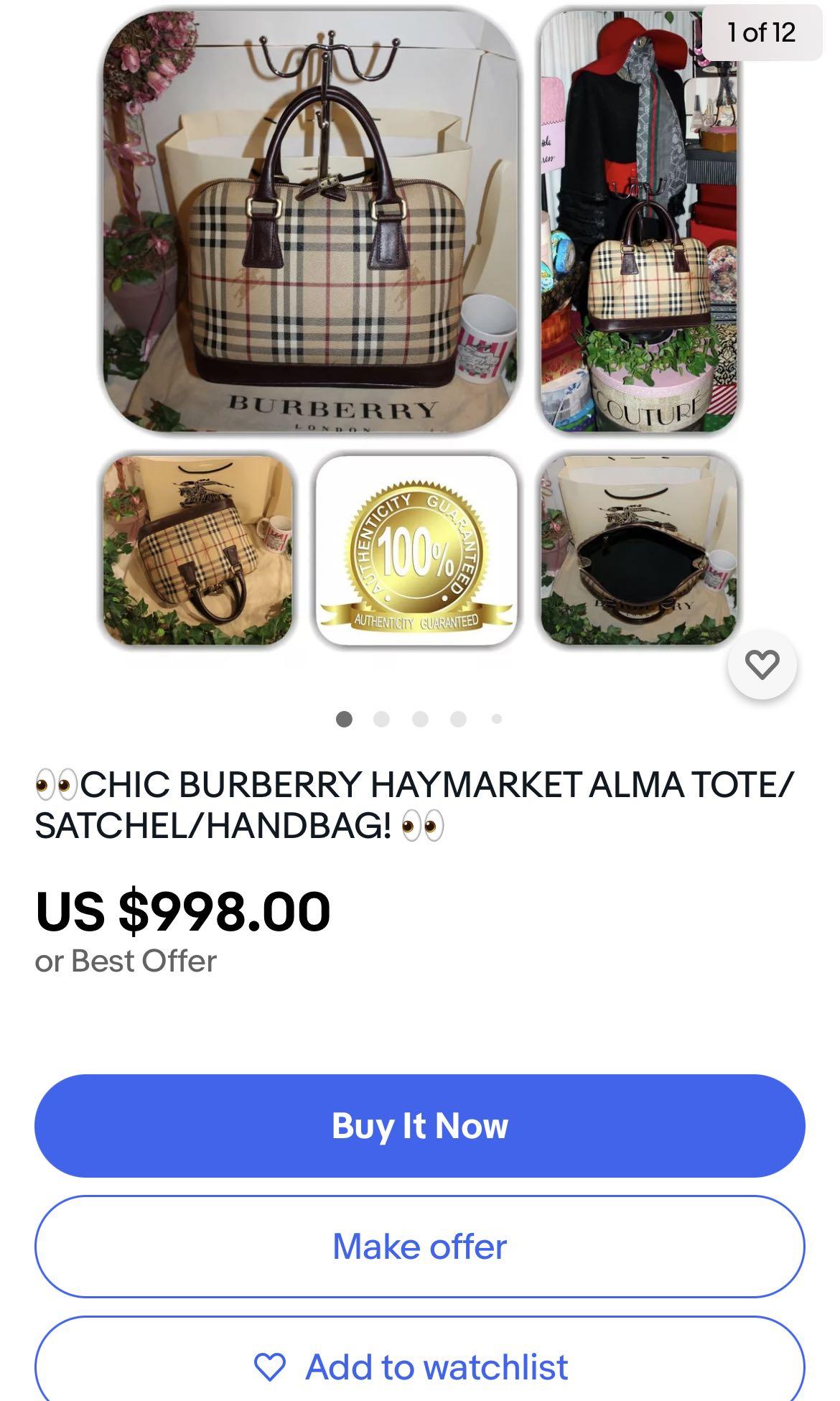 100% authentic Burberry alma style bag with dustbag, Women's Fashion, Bags  & Wallets, Purses & Pouches on Carousell