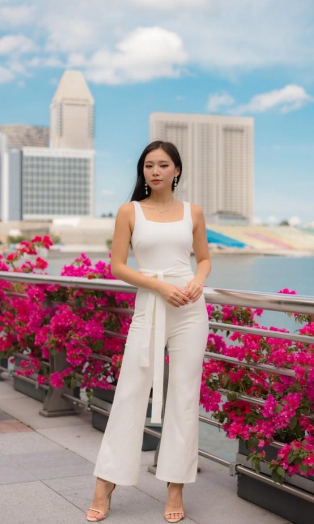Carrislabelle LUXE Square Neck Jumpsuit White