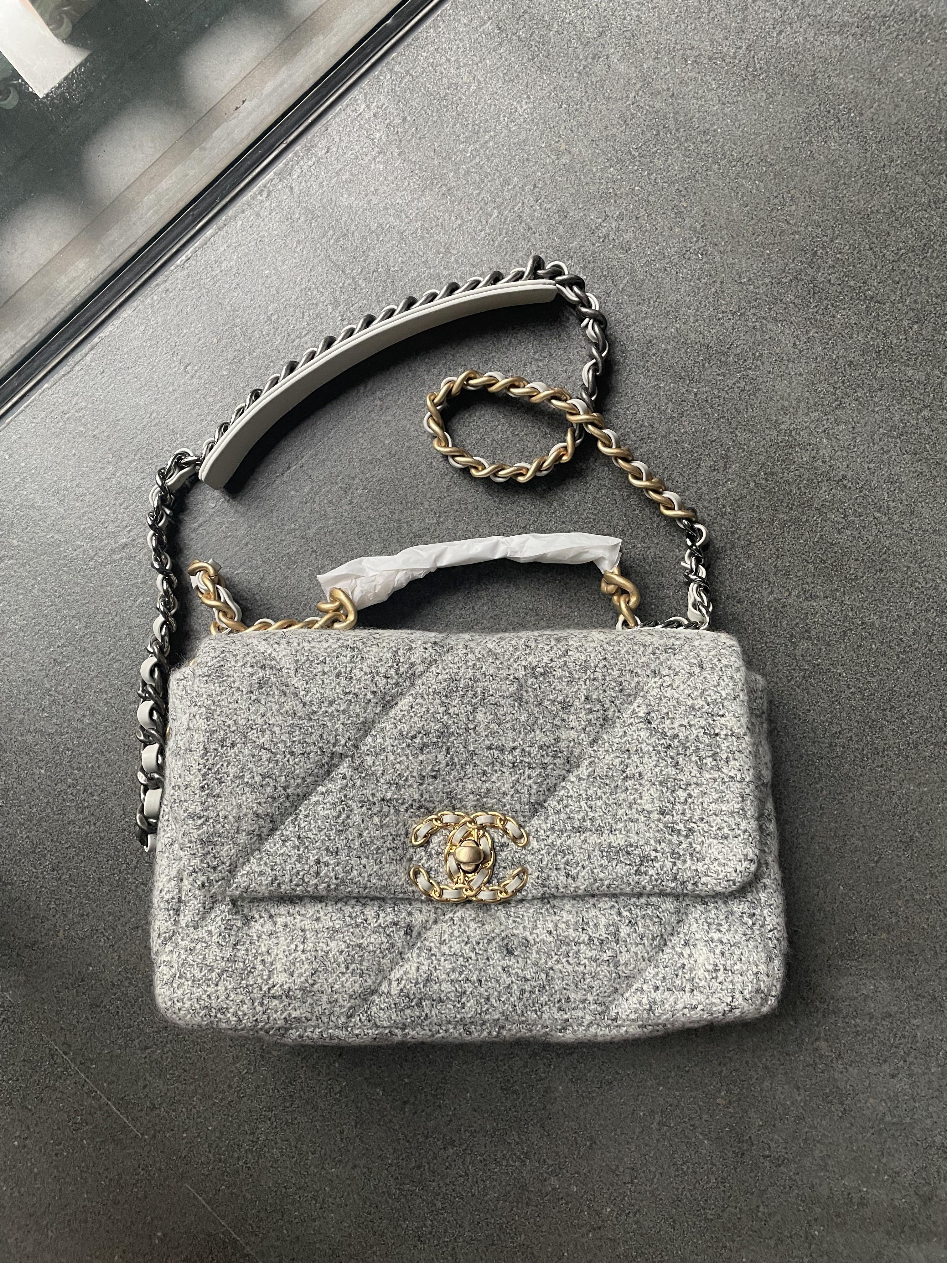 Chanel 19 Grey Ecru Tweed, Luxury, Bags & Wallets on Carousell