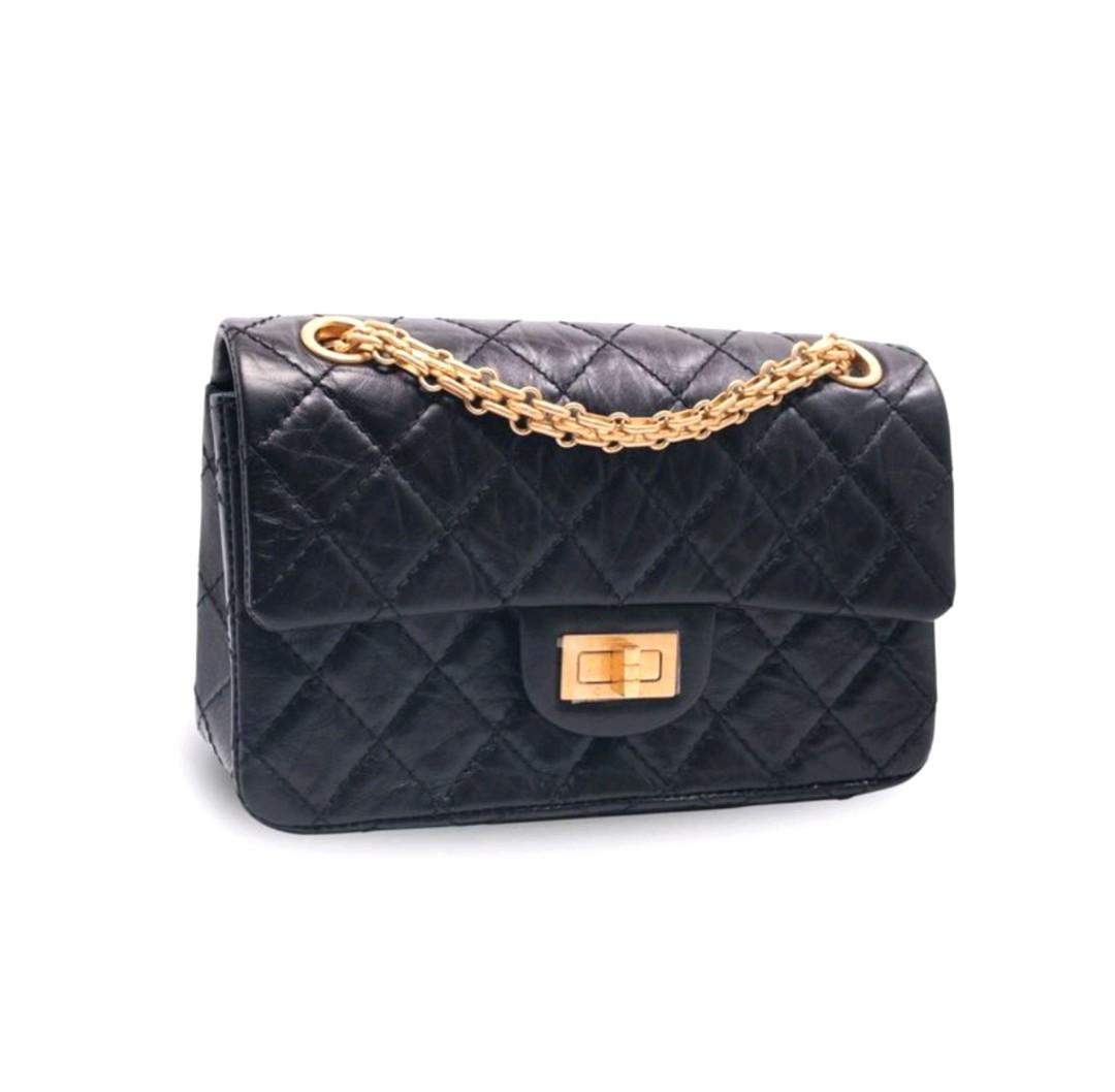 Chanel 2.55 Mini Black Calf, Luxury, Bags & Wallets on Carousell