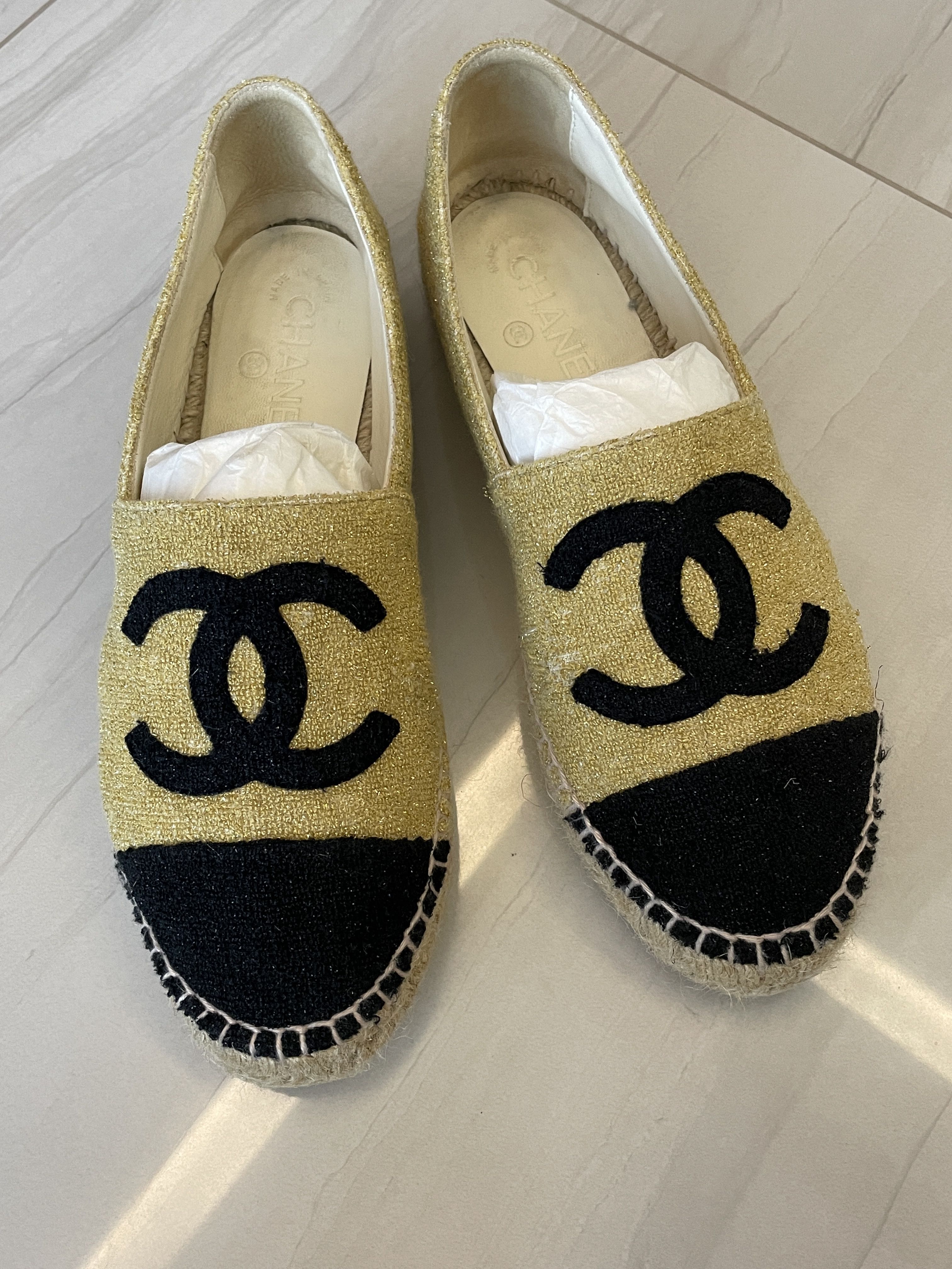 Chanel gold espadrilles Clearance