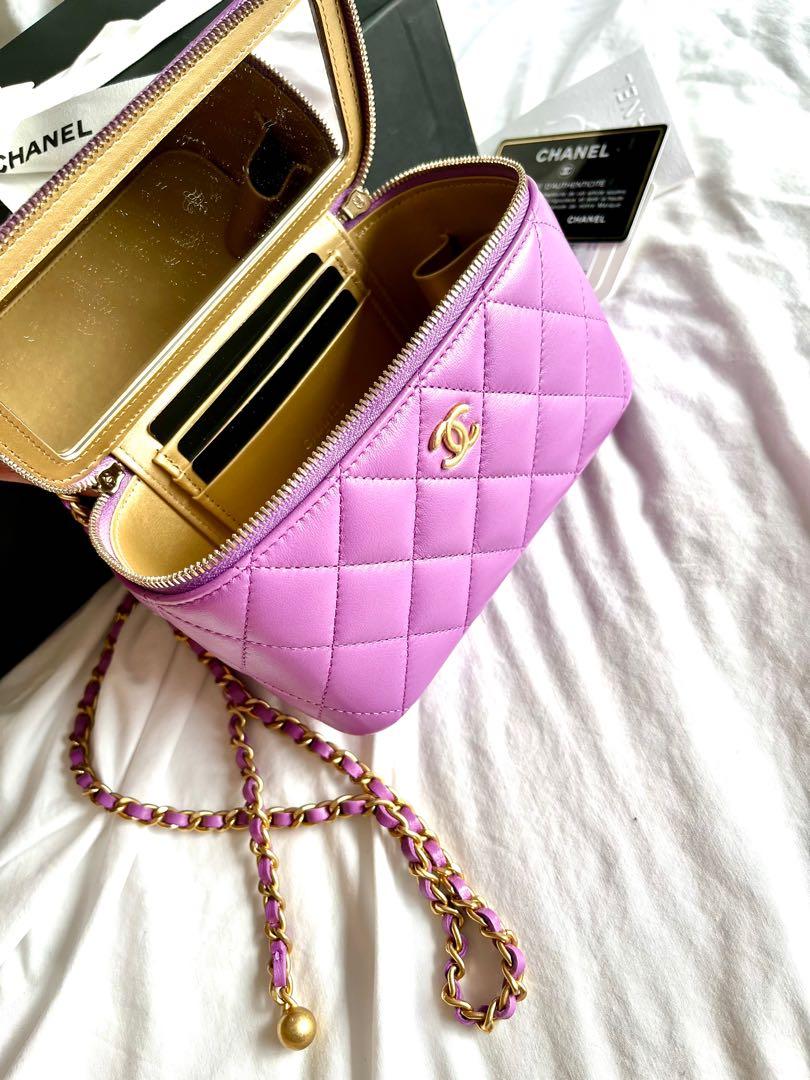 New Chanel Purple 22S Lambskin Vanity Case Mini Rectangular Rectangle Gold  Hardware Classic Bag Pearl Crush pink square medium, Women's Fashion, Bags  & Wallets, Cross-body Bags on Carousell