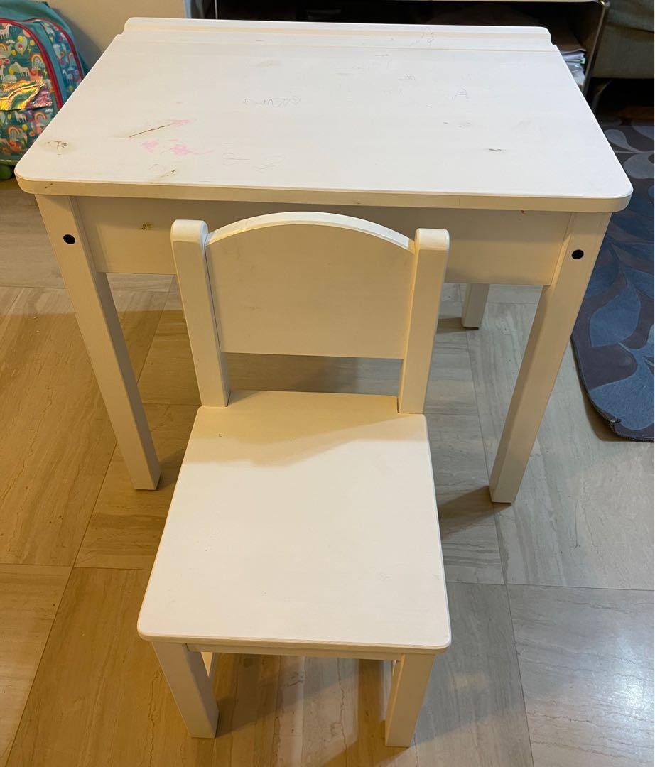 IKEA Children desk and chair with storage under the lid, Furniture