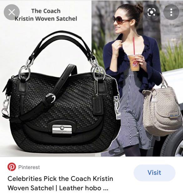Coach kristin woven leather round clearance satchel