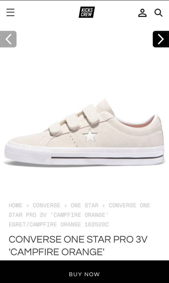 Converse One Star Pro 3V Campfire Orange Velcro Shoes Women s