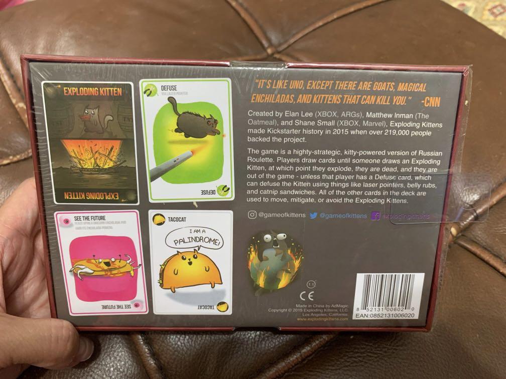 exploding kittens （分類：桌遊及拼圖）位於 Hong Kong。 由 all_for_m 提交（商品編號 1149102363，圖片 2）。簡介： 清屋放售 全新未折 #只限樂富或黃大仙地鐵站交收。