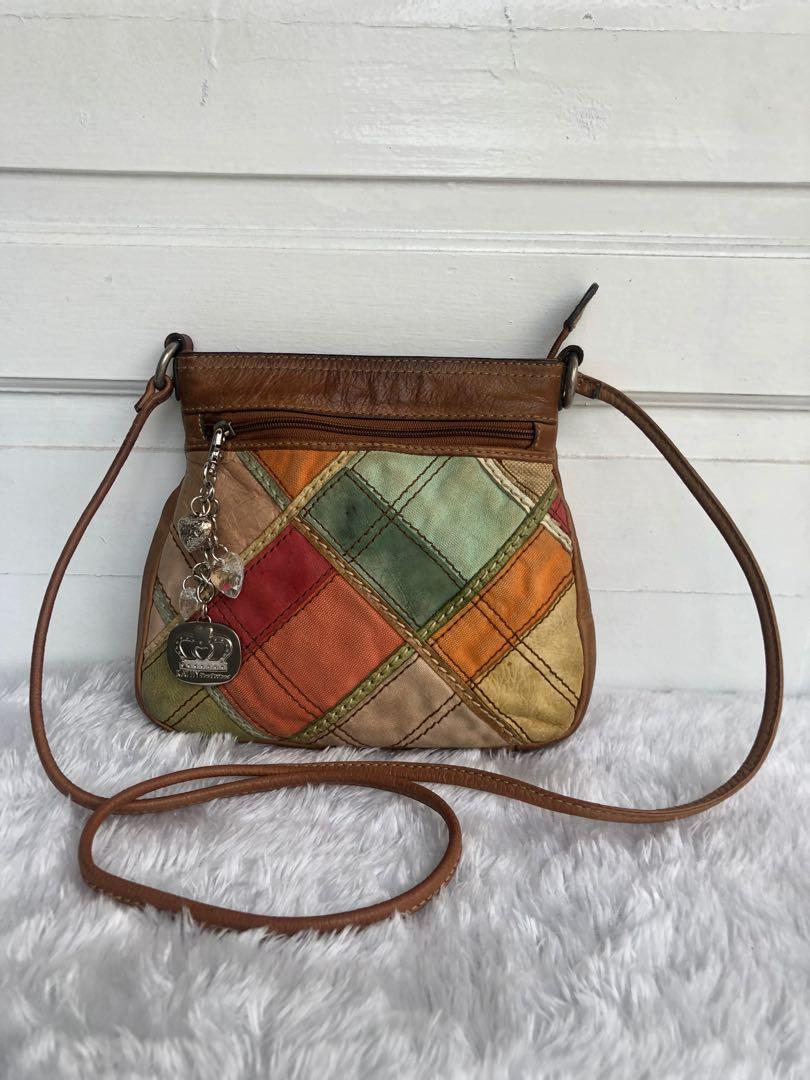 Fossil Patchwork Sling Bag Preloved Barang Mewah Tas Dompet di