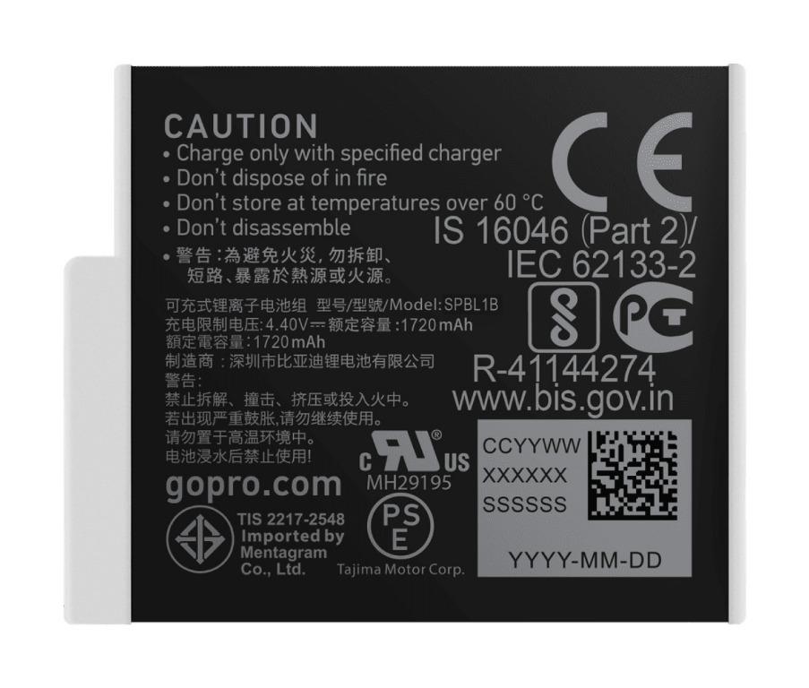 GoPro Enduro (SKU # ADBAT-011) Rechargeable Battery, Compatible with GoPro HERO11 / GoPro HERO10 / GoPro HERO962863070886913112