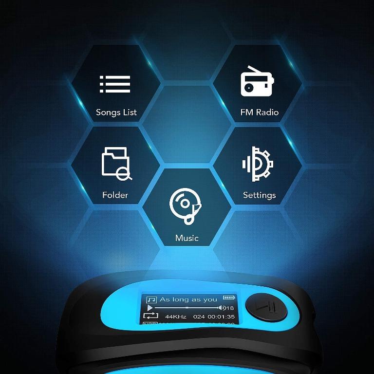 H3336 AGPTEK IPX8 Waterproof Mp3 Player with Screen Multi Functional Clip Music Player with Waterproof Headphones for Surfing Swimming Water Sports Audio Portable Music Players on Carousell
