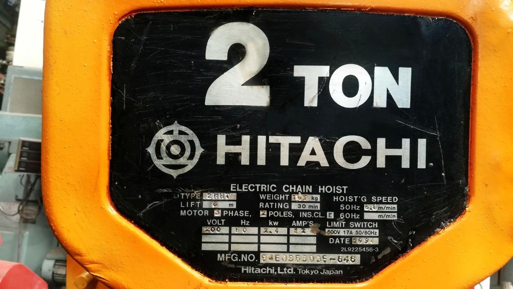 Hitachi Chain Hoist 2 tons 6m chain length 220V 3phase From Japan ...