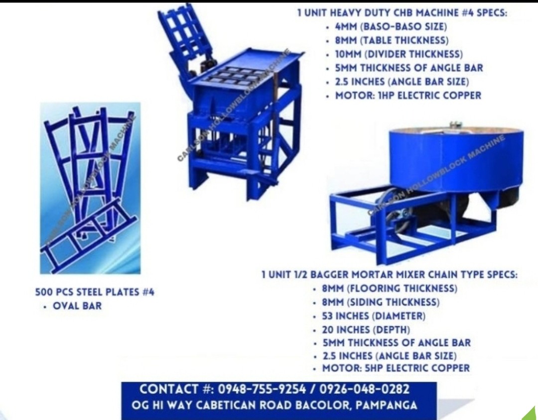 HOLLOW BLOCK BUSINESS STARTER SET 1 CHB Machine, Mortar Mixer, Steel