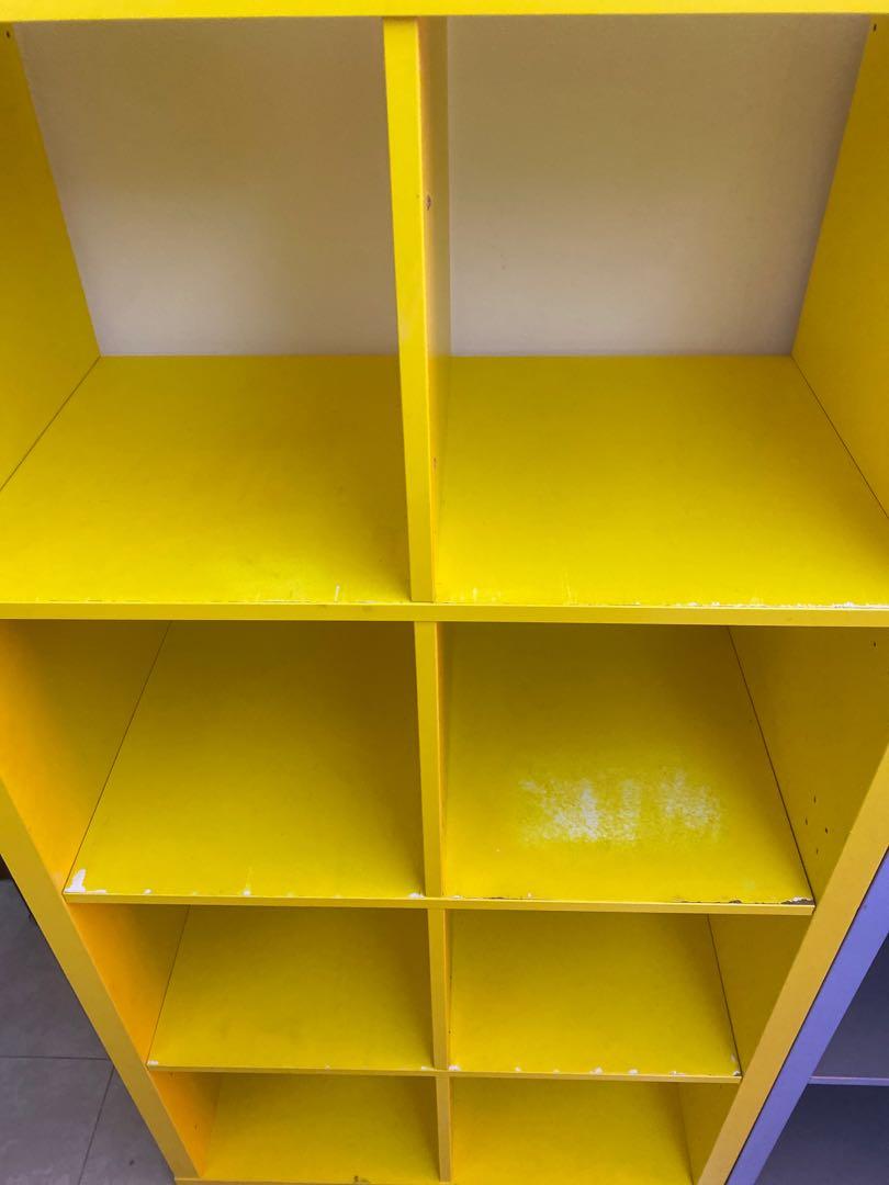 IKEA Kallax yellow Furniture & Home Living, Furniture, Shelves