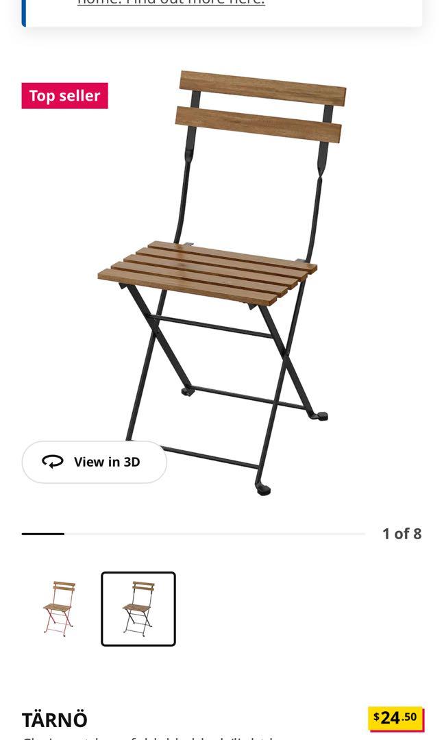 Ikea Outdoor foldable table and 1 chair, Furniture & Home Living