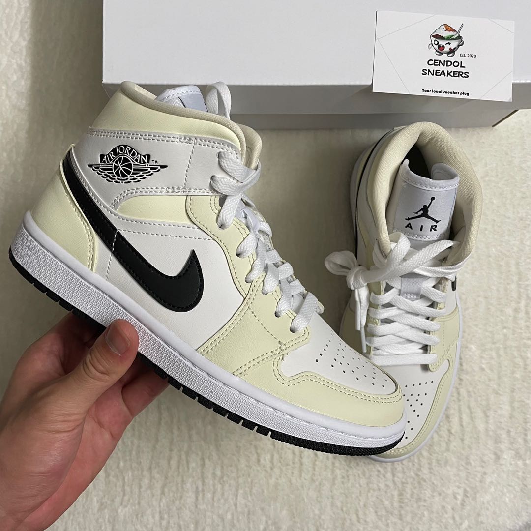 Jordan AJ 1 Mid Coconut Milk, Women's Fashion, Footwear, Flipflops and