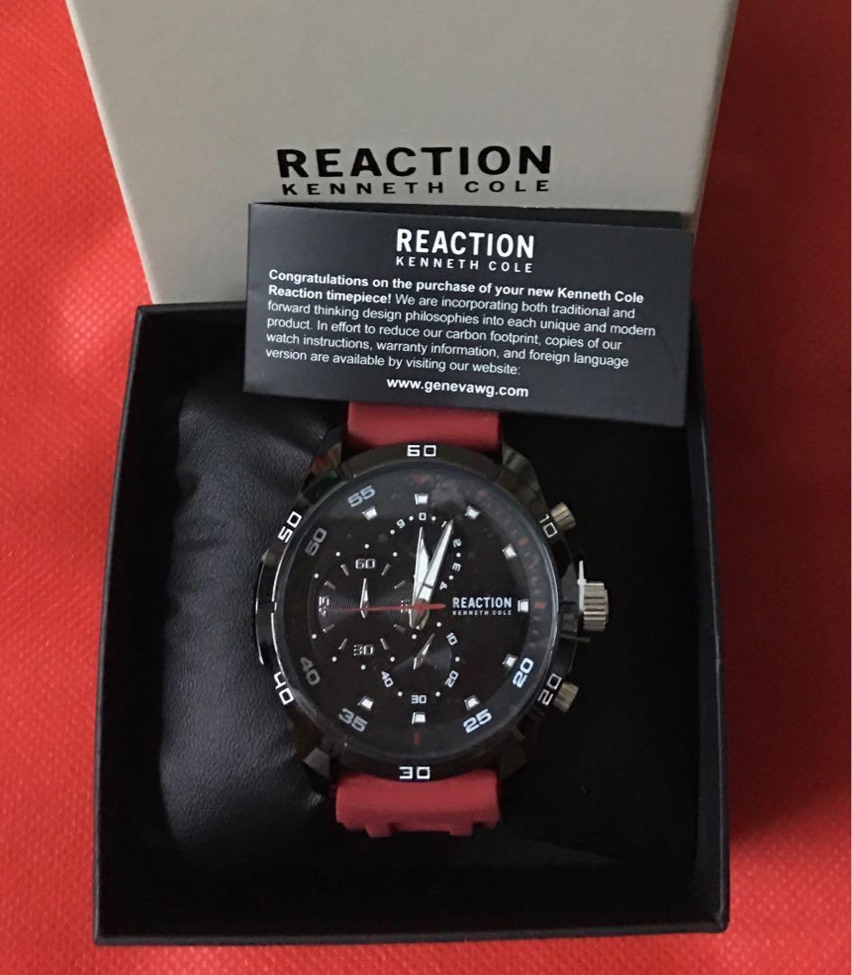 KENNETH COLE KC Reaction New York Red Strap Men s Watch 44mm