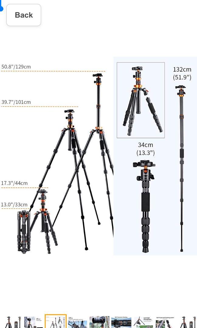 K&F Concept Camera Tripods, Lightweight Compact Tripod Monopod with 360