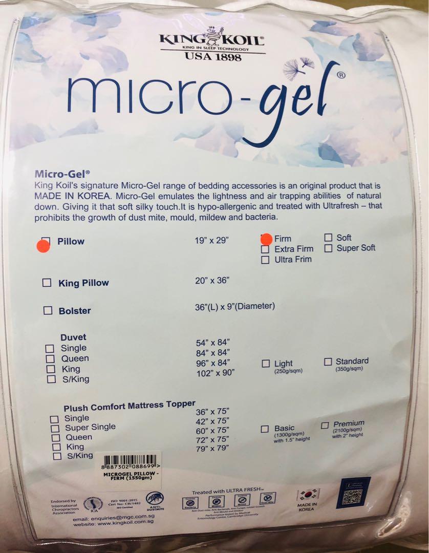 King koil microgel pillow, Furniture & Home Living, Furniture, Bed