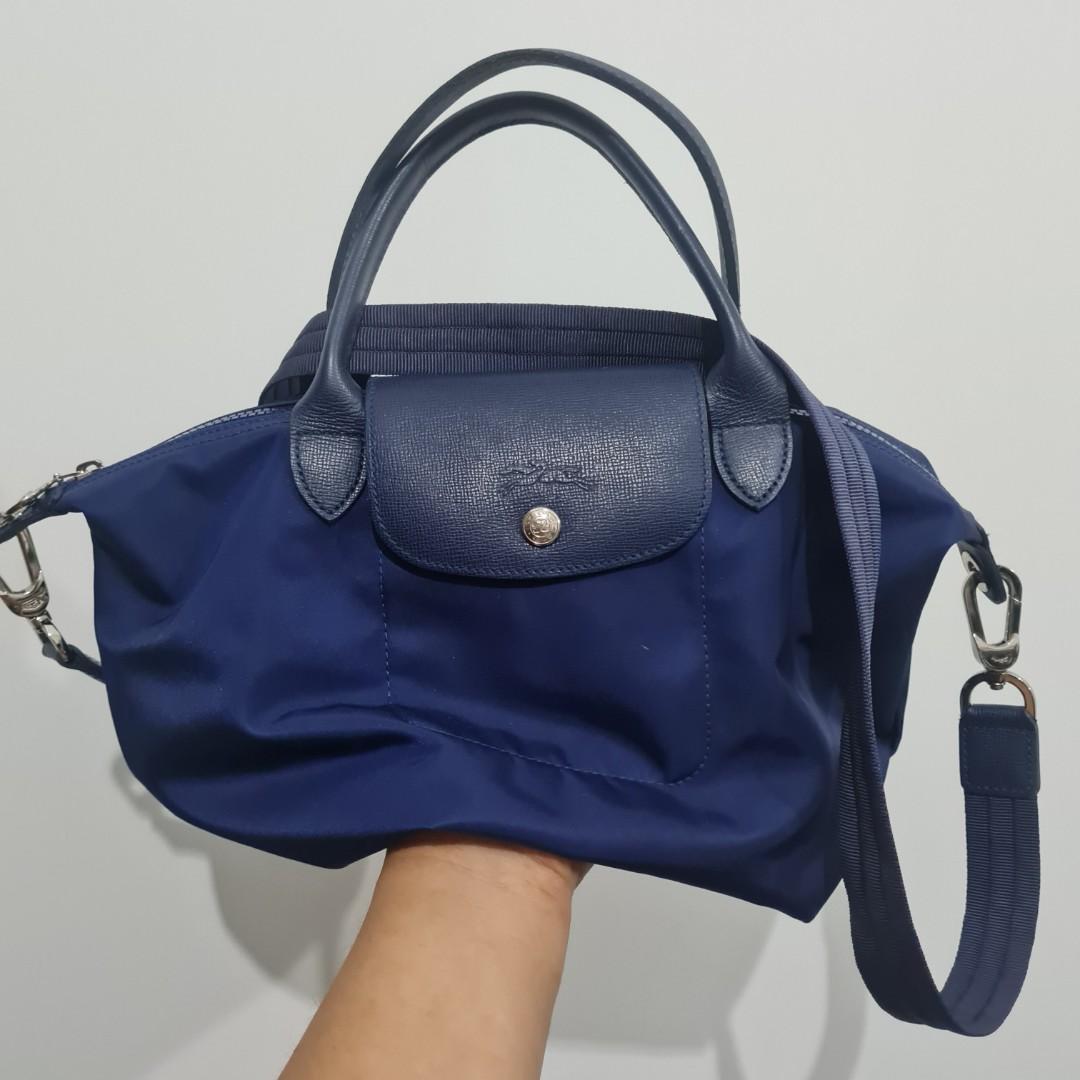 Longchamp Le Pliage Neo Small Nylon Short Handle Tote in Blue