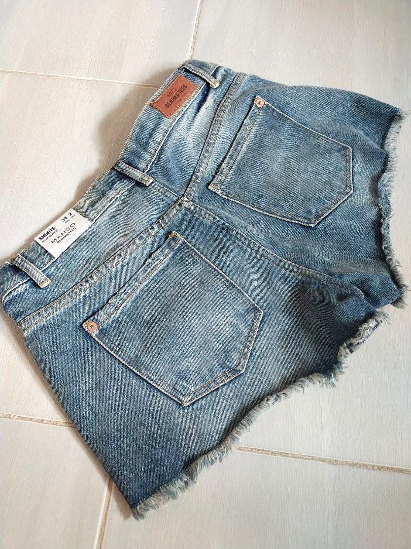 Mango Denim Short Pants, Fesyen Wanita, Pakaian Wanita, Bawahan di Carousell